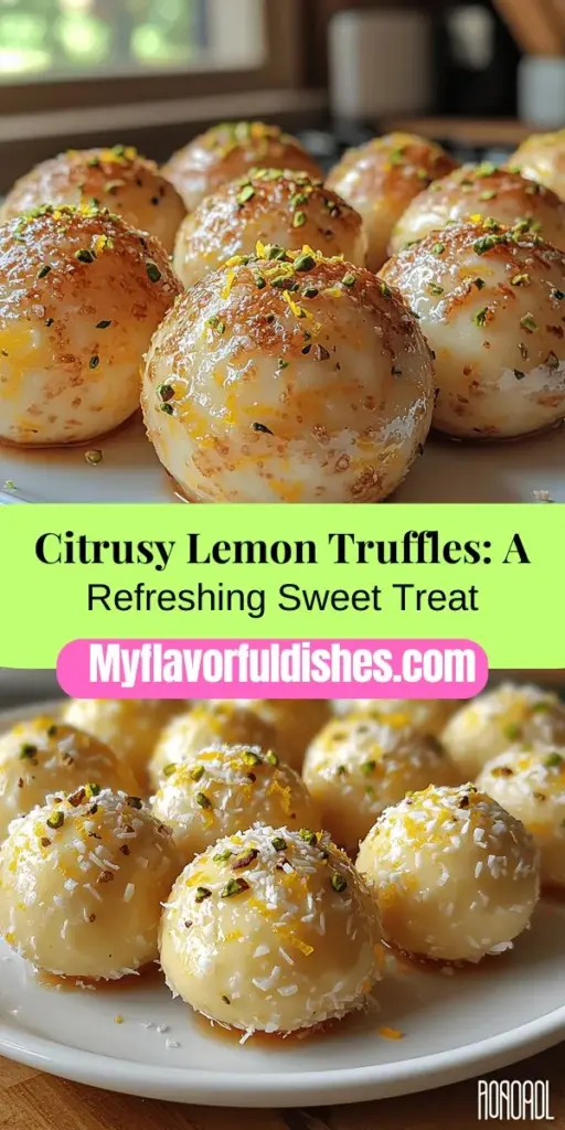 Discover the delightful world of lemon truffles with this refreshing dessert that combines creamy white chocolate and zesty lemon. These easy-to-make treats offer a perfect balance of sweetness and tartness, making them ideal for any occasion, from elegant gatherings to cozy afternoons. With a crunchy biscuit base and options for coatings like coconut or pistachios, lemon truffles are a cheerful addition to your dessert repertoire that will impress everyone. Treat yourself and others to this vibrant citrus delight that’s simply irresistible!