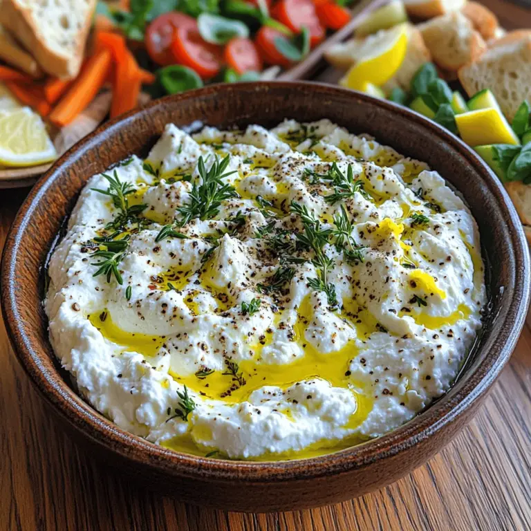 If you’re looking for a sophisticated yet simple appetizer that impresses at any gathering, the Whipped Ricotta Delight with Herbed Infusion is a perfect choice. This dish showcases the creamy, luscious texture of fresh ricotta cheese, enhanced by a delightful blend of herbs and spices. As the culinary landscape evolves, there's a growing trend towards utilizing fresh ingredients and herbs to elevate everyday dishes, and this recipe embodies that philosophy beautifully.
