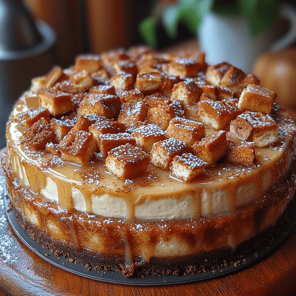 Indulging in desserts that bring together the best of two worlds is always a treat. The <strong>Cinnamon Roll Cheesecake Delight</strong> is a luscious dessert that combines the warm, comforting flavors of cinnamon rolls with the creamy richness of cheesecake. This delightful fusion not only satisfies your sweet tooth but also creates a sensational experience for your taste buds. Imagine the gooey sweetness of cinnamon rolls complemented by the tangy and smooth texture of cheesecake, all beautifully layered together. It’s a match made in dessert heaven!” /></p>
</p>
<h3>Importance of Mixing Times and Order of Ingredient Addition</h3>
</p>
<p>When crafting the perfect Cinnamon Roll Cheesecake Delight, the order and timing of ingredient mixing play a pivotal role in achieving a smooth and creamy texture. Begin by making your cheesecake filling. It’s essential to mix the cream cheese until it reaches a velvety consistency, which usually takes about 2-3 minutes on medium speed. Gradually add in the sugar, ensuring it fully incorporates before introducing other ingredients like eggs and vanilla extract. This method not only ensures a cohesive mixture but also incorporates air into the batter, which is vital for a light and fluffy cheesecake.</p>
</p>
<p>Additionally, when it’s time to add the eggs, do so one at a time. This technique helps prevent overmixing, which can lead to a dense texture. After each egg, mix just until combined, ensuring the mixture remains creamy without becoming overly aerated. Finally, incorporate your sour cream and any additional flavorings, like cinnamon, with gentle stirring to maintain the integrity of your mixture.</p>
</p>
<h3>Assembling the Cheesecake</h3>
</p>
<h4>Layering the Filling Over the Base</h4>
</p>
<p>Once your cinnamon roll base has baked and cooled slightly, it’s time to layer on the cheesecake filling. Start by pouring half of the cheesecake batter over the cooled cinnamon roll crust. Use a spatula to spread the batter evenly, making sure it reaches the edges of the pan. Next, drizzle a portion of the reserved cinnamon roll mixture on top of the cheesecake layer. Using a knife or toothpick, gently swirl the cinnamon mixture into the cheesecake batter, creating a marbled effect.</p>
</p>
<p>Pour the remaining cheesecake batter over the first layer and again spread it evenly. Top with the remaining cinnamon roll mixture, swirling it again for a beautiful finish. This layering method not only enhances the visual appeal but also ensures every slice contains a delightful balance of flavors.</p>
</p>
<h4>Suggestions for Decorative Swirls and Toppings</h4>
</p>
<p>To elevate the aesthetic appeal of your Cinnamon Roll Cheesecake Delight, consider adding decorative swirls and toppings before baking. Use a toothpick to create intricate designs with the cinnamon roll mixture on the surface of the cheesecake. After baking, you can top it with a sprinkle of cinnamon, crushed nuts, or a dusting of powdered sugar. For an extra touch, add a dollop of whipped cream or a few chocolate shavings right before serving. These simple yet effective techniques will make your cheesecake not only delicious but also a feast for the eyes.</p>
</p>
<h3>Baking the Cheesecake</h3>
</p>
<h4>Monitoring Baking Time and Signs of Doneness</h4>
</p>
<p>Baking your cheesecake requires careful attention to timing and texture. Preheat your oven to 325°F (163°C) and place the cheesecake in the center of the oven. Bake for approximately 50-60 minutes, but start checking for doneness around the 50-minute mark. The cheesecake is done when the edges appear set but the center still has a slight jiggle. This jiggle is crucial, as it indicates that the cheesecake will firm up as it cools without becoming dry or overcooked.</p>
</p>
<h4>Tips on How to Prevent Cracking During Baking</h4>
</p>
<p>Cracking is a common issue in cheesecake baking, but it can be minimized with a few simple precautions. First, ensure your ingredients are at room temperature before mixing. Cold ingredients can cause the cheesecake to bake unevenly, leading to cracks. Additionally, consider using a water bath (bain-marie) during baking. To do this, wrap the bottom of your springform pan with aluminum foil to prevent leaks, and place it in a larger baking dish filled with hot water. This method creates a humid environment, helping the cheesecake to cook more evenly and reducing the risk of cracks.</p>
</p>
<h3>Cooling and Chilling Process</h3>
</p>
<h4>Importance of the Cooling Method to Maintain Texture</h4>
</p>
<p>Once your cheesecake has finished baking, it’s essential to cool it properly to maintain its texture. Turn off the oven and crack the door open, allowing the cheesecake to cool gradually inside. This step helps prevent sudden temperature changes that can lead to cracking. Allow it to sit in the oven for about an hour before transferring it to a wire rack to cool completely at room temperature.</p>
</p>
<h4>Recommended Chilling Times for Optimal Flavor Development</h4>
</p>
<p>After cooling, cover your cheesecake with plastic wrap and refrigerate for at least 4 hours, although overnight is ideal. Chilling allows the flavors to meld beautifully, resulting in a richer, creamier cheesecake. The longer it chills, the better the flavor, so if you plan ahead, make it a day in advance for the best results.</p>
</p>
<h3>Preparing and Applying the Glaze</h3>
</p>
<h4>Techniques for Achieving the Right Consistency</h4>
</p>
<p>To top off your Cinnamon Roll Cheesecake Delight, you’ll want a glaze that is smooth and pourable. Start by combining powdered sugar with a bit of milk and vanilla extract in a bowl. Whisk until you achieve a glossy, smooth consistency. If the glaze is too thick, add a splash more milk; if too thin, gradually add more powdered sugar until you reach the desired thickness.</p>
</p>
<h4>Tips for Drizzling the Glaze Evenly Over the Cheesecake</h4>
</p>
<p>When applying the glaze, pour it in the center of the cheesecake and use a spatula to gently spread it towards the edges. This ensures an even coating. For a more artistic presentation, use a piping bag to create decorative lines or drizzles over the top of the cheesecake.</p>
</p>
<h3>Serving Suggestions for Cinnamon Roll Cheesecake Delight</h3>
</p>
<h4>Enhancing the Experience of This Dessert</h4>
</p>
<p>To truly enjoy your Cinnamon Roll Cheesecake Delight, consider serving it with a side of fresh fruit, such as berries or sliced bananas, which add a refreshing contrast to the rich cheesecake. A scoop of vanilla ice cream or a swirl of whipped cream can also enhance the dessert’s indulgence, making each bite even more delightful.</p>
</p>
<h3>Ideal Pairings</h3>
</p>
<h4>Beverage Recommendations</h4>
</p>
<p>The rich flavors of the cheesecake pair beautifully with a variety of beverages. Consider serving it with freshly brewed coffee or espresso, as the bold flavors of the coffee complement the sweetness of the cheesecake. For a lighter option, a cup of herbal tea or chai can also enhance the dessert experience. A glass of cold milk is a classic choice that both children and adults will love.</p>
</p>
<h4>Complementary Desserts or Side Dishes</h4>
</p>
<p>If you’re looking to serve multiple desserts, consider pairing your Cinnamon Roll Cheesecake Delight with lighter, fruit-based desserts like a lemon sorbet or a berry tart. These options provide a refreshing contrast and balance the richness of the cheesecake.</p>
</p>
<h3>Presentation Ideas</h3>
</p>
<h4>Creative Serving Suggestions for Gatherings</h4>
</p>
<p>When presenting your cheesecake at gatherings, consider garnishing with additional cinnamon rolls or cinnamon dust around the plate for an inviting display. Slice the cheesecake into uniform pieces and arrange them on a decorative platter. A sprinkle of chopped nuts or a drizzle of chocolate sauce can provide an extra layer of visual appeal.</p>
</p>
<h4>How to Make the Cheesecake Visually Appealing</h4>
</p>
<p>To elevate the presentation further, top each slice with a small dollop of whipped cream and a sprinkle of cinnamon or a few chocolate curls. Fresh mint leaves can also add a pop of color and freshness to your dessert display.</p>
</p>
<h3>Nutritional Information and Serving Size</h3>
</p>
<h4>Breakdown of Calories, Sugar, and Other Nutritional Aspects</h4>
</p>
<p>A standard serving of Cinnamon Roll Cheesecake Delight (about one slice) contains approximately 350 calories, with around 20 grams of sugar. While it is undoubtedly a rich dessert, it is perfect for special occasions when you want to indulge. This cheesecake provides a balance of carbohydrates, fats, and proteins, making it a satisfying treat.</p>
</p>
<h4>Suggestions for Serving Sizes and Portion Control</h4>
</p>
<p>For gatherings, consider cutting smaller slices to allow guests to sample various desserts. This approach not only helps with portion control but also encourages everyone to enjoy a little bit of everything. You can also offer a smaller half-slice option for those who want to taste without overindulging.</p>
</p>
<h3>Conclusion</h3>
</p>
<p>The Cinnamon Roll Cheesecake Delight is not just a dessert; it’s a celebration of flavors that blend together beautifully. With its rich cheesecake filling and delightful cinnamon roll base, this recipe is bound to become a favorite in your dessert repertoire. Whether you’re serving it at a party or enjoying it at home, this cheesecake is a sweet indulgence that will leave everyone asking for seconds. Enjoy the delightful fusion of flavors in every bite!</p>
</div>