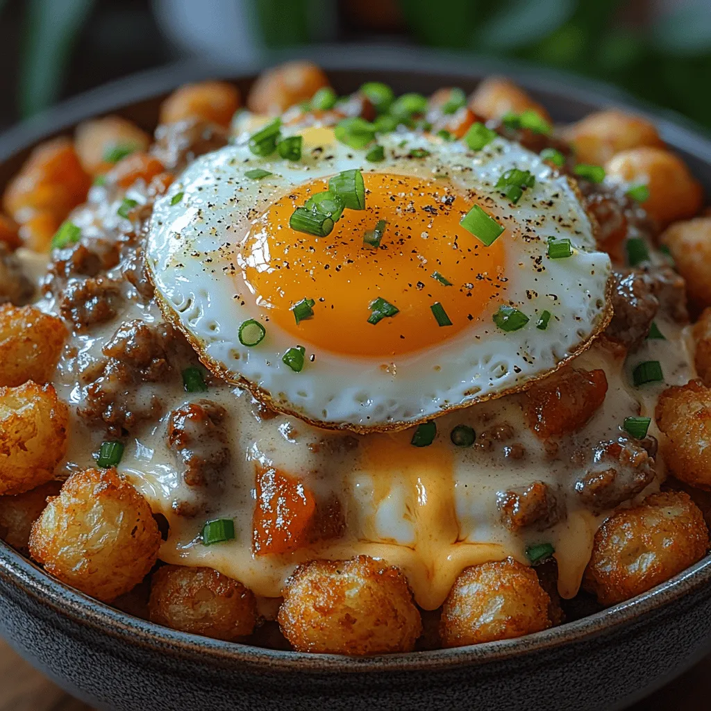 At the heart of this breakfast bowl lies the beloved frozen tater tot. These bite-sized potato morsels are not only a convenient option but also provide the necessary crunch that complements the creamy sausage gravy. Tater tots are typically made from grated potatoes that are seasoned and then deep-fried or baked until golden brown. When selecting frozen tater tots, look for brands that use high-quality potatoes and minimal additives. The key is to achieve that perfect balance of a crispy exterior and a fluffy interior, which serves as the ideal base for the rest of the ingredients.