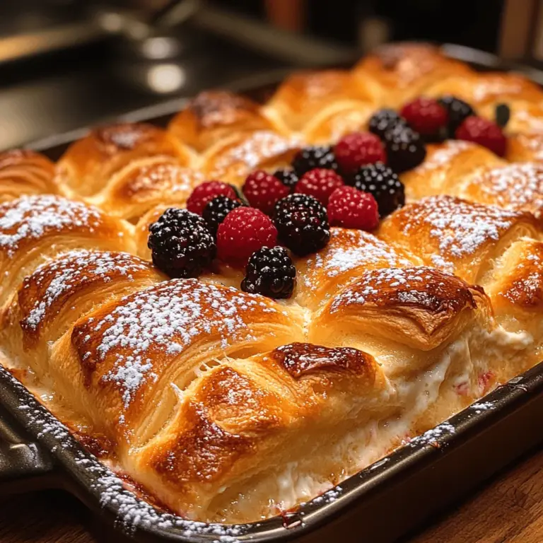 Are you looking for a dessert that effortlessly combines the comforting flavors of cheesecake with the flakiness of crescent rolls? Look no further than the Creamy Cheesecake Crescent Rolls Casserole. This delightful dish is not only a crowd-pleaser but also a breeze to prepare, making it perfect for family gatherings, brunches, or even a simple weeknight treat. The unique blend of textures—from the soft, pillowy crescent rolls to the creamy, luscious cheesecake filling—creates an irresistible experience that will have everyone asking for seconds.