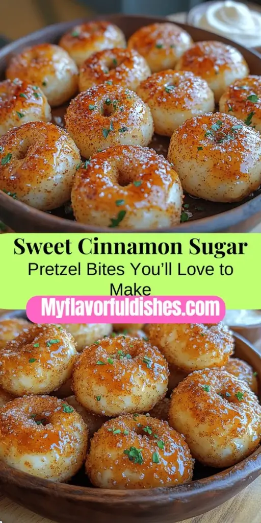 Indulge in the delightful flavors of homemade cinnamon sugar pretzel bites! These soft and chewy treats are coated with a sweet cinnamon sugar mixture, creating the perfect balance of salty and sweet. They're easy to make with just a few simple ingredients, making them a perfect snack for gatherings or movie nights. Experience the warm, comforting aroma as they bake, and enjoy the fun of crafting these delicious bites from scratch in your own kitchen.