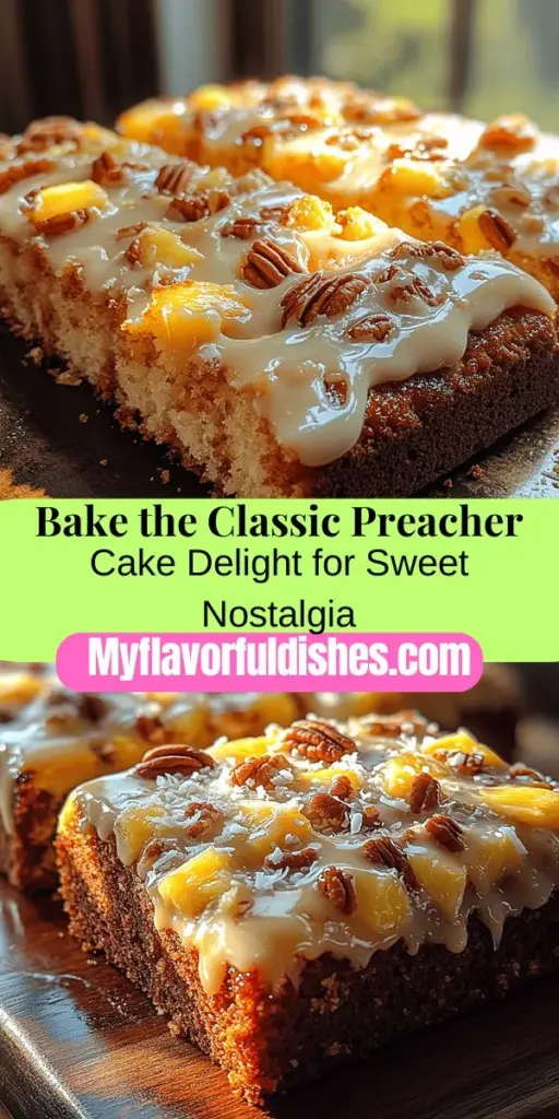 Discover the heartwarming tradition of Preacher Cake Delight! This delightful dessert blends crushed pineapple, shredded coconut, and a hint of cinnamon into a moist, flavorful cake that has been a cherished staple at gatherings for generations. Perfect for potlucks and family reunions, its inviting taste evokes nostalgia and joy. Dive into this recipe to create a cake that not only satisfies your sweet tooth but also brings friends and family together around the table.