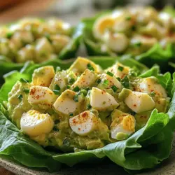 Avocado Egg Salad Lettuce Cups are ideal for those who want to enjoy a nutritious meal without spending hours in the kitchen. They combine creamy avocado and protein-rich eggs, creating a satisfying salad that can be served in crisp lettuce leaves. This dish caters to various dietary preferences, making it a go-to option for health enthusiasts and anyone seeking a delicious, guilt-free meal. With a preparation time of just 15 minutes, these lettuce cups can easily be whipped up for a quick meal or served as an elegant appetizer at gatherings.