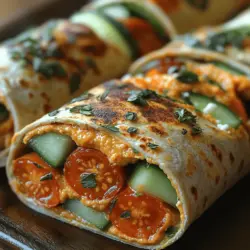 At the heart of these wraps lies roasted red pepper hummus—a creamy, flavorful spread that elevates the entire dish. Made primarily from chickpeas, tahini, garlic, lemon juice, and roasted red peppers, hummus is a staple in Middle Eastern cuisine that has gained global popularity. The addition of roasted red peppers not only enhances the flavor with a sweet and smoky twist but also contributes a vibrant color that makes the wrap visually appealing.