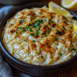 Creamy Garlic Parmesan Orzo is a delightful dish that marries the richness of creamy sauce with the comforting texture of orzo pasta. This versatile recipe is perfect for both busy weeknight dinners and special occasions, serving well as both a main course or an elegant side dish. With its simple ingredients and straightforward preparation, you can easily create a flavorful meal that is sure to impress family and friends alike.