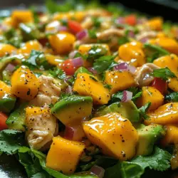 Welcome to the world of refreshing and vibrant flavors with our Sweet & Savory Mango Avocado Chicken Salad. This delightful dish combines succulent chicken with the creamy richness of avocado and the bright sweetness of ripe mangoes, creating a symphony of taste that is as visually appealing as it is delicious. The balance of flavors in this salad makes it a perfect choice for a light lunch, a hearty dinner, or even a potluck dish that will impress your friends and family.