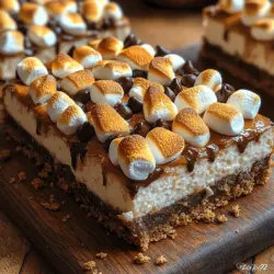 If you're looking for a dessert that blends nostalgia with indulgence, look no further than S'mores Cheesecake Bars. These delectable treats capture the essence of the classic campfire s'mores we all know and love, offering a delightful combination of flavors that evoke cherished memories of summer nights spent around the fire. The creamy richness of cheesecake is combined with the gooey sweetness of marshmallows and the deep flavor of chocolate, all nestled atop a crunchy graham cracker crust. S'mores Cheesecake Bars are not just a dessert; they are a celebration of flavors that can elevate any gathering or special occasion.