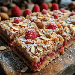 Raspberry Almond Crumble Bars are a delightful treat that perfectly balances sweet and tart flavors, making them an irresistible option for various occasions. Whether you’re hosting a gathering, looking for a midday snack, or simply craving a delicious dessert, these bars have you covered. Their vibrant raspberry filling combined with a buttery almond crumble creates a texture that is both satisfying and indulgent.